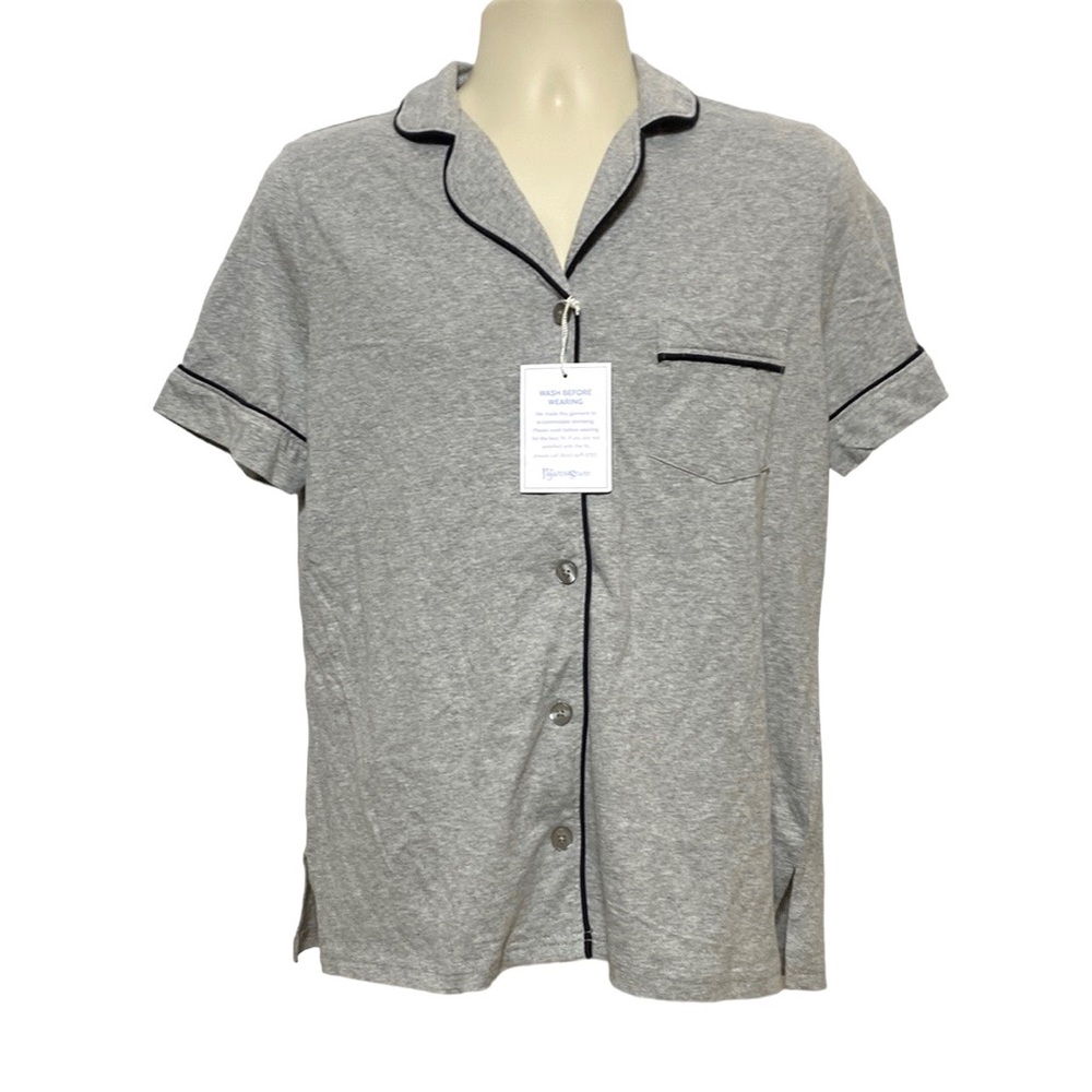 NWT Pajamagram Grey Button Down Pajama Shirt SM